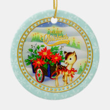 Adorable Carro de Flores y Reno de Navidad Vintage