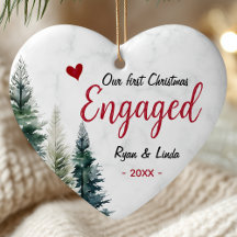 Adorable compromiso de Navidad corazón rojo árbole