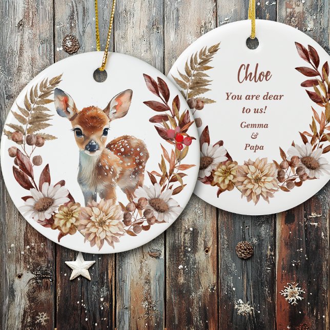Adorno De Cerámica Adorable Deer Fawn Wreath Abuela (Subido por el creador)