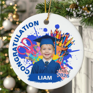 Adorno De Cerámica Adorable Foto Personalizada de Graduación de Kinde