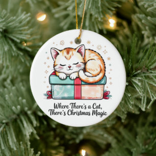 Adorno De Cerámica Adorable gatito durmiendo Navidad Regalo conmemora