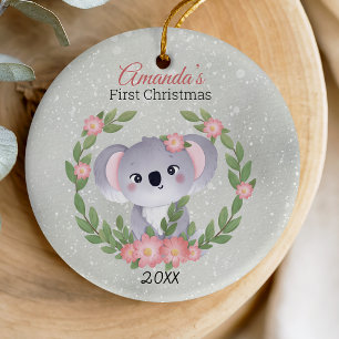 Adorno De Cerámica Adorable Koala en la Primera Navidad del Bebé Coro