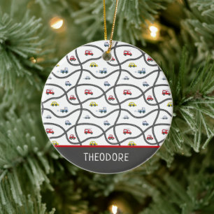 Adorno De Cerámica Adorable Navidad coche nombre personalizado niño