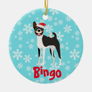 Adorno De Cerámica Adorable Navidad Personalizado Basenji Negro Canel