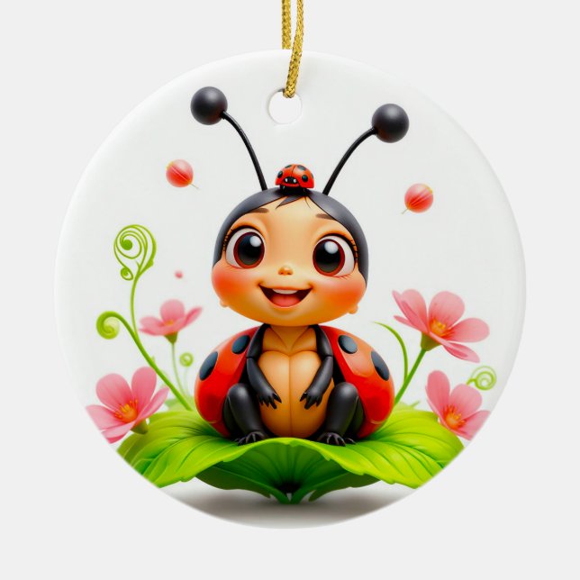 Adorno De Cerámica Adorable Personalizado Ladybug (Frente)