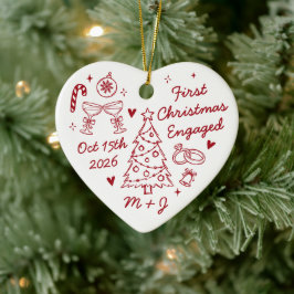 Adorno De Cerámica Adorable primera Navidad comprometidos primera fot