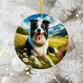 Adorno De Cerámica Adorable recuerdo de perro Border Collie