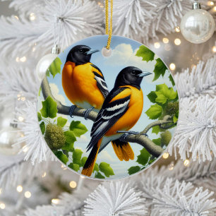 Adorno De Cerámica Adorable recuerdo del pájaro Baltimore Oriole