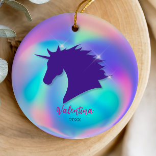 Adorno De Cerámica Adorable recuerdo holográfico de unicornio caprich
