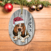 Adorable Santa Hat Basset Oporto Cerámica Orina