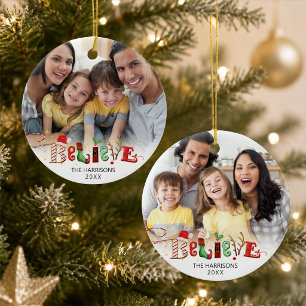 Adorno De Cerámica Adorable tipografía BELIEVE Espíritu Navideño 2 Fo