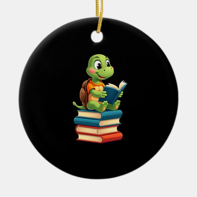 Adorno De Cerámica Adorable Turtle Reading Books (4) (Frente)