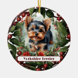 Adorno De Cerámica Adorable Yorkie, Navidades personalizados
