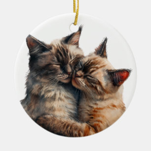 ADORNO DE CERÁMICA ADORABLES HUGGING SIAMESES CATS