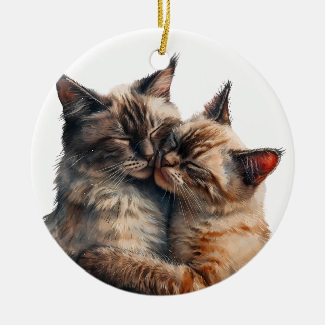 ADORNO DE CERÁMICA ADORABLES HUGGING SIAMESES CATS (Frente)