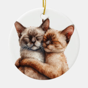 ADORNO DE CERÁMICA ADORABLES HUGGING SIAMESES CATS