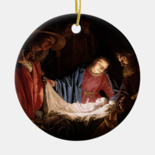 Adorno De Cerámica Adoración de los pastores por Honthorst