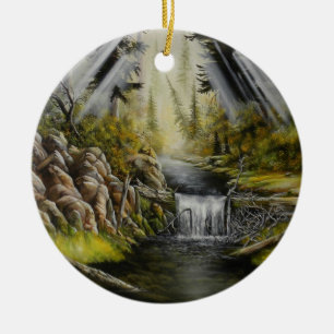Adorno De Cerámica Adorne los alces, los rayos del sol y el arroyo de