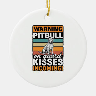 Adorno De Cerámica Advertencia de Pitbull Besos Entrantes Diseño de P