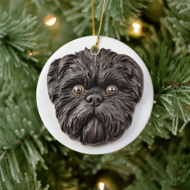 Adorno De Cerámica Affenpinscher 3D Inspirado (Árbol)