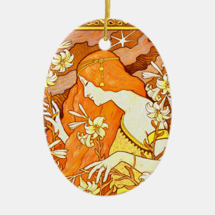 Adorno De Cerámica Afiche de época revista francesa Art Nouveau Mujer