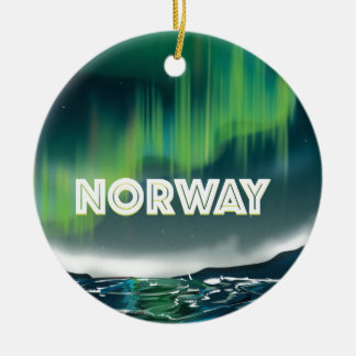 Adorno De Cerámica Afiche de viaje de las luces del norte de Noruega