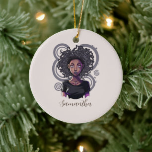 Adorno De Cerámica Afro mujer mágica