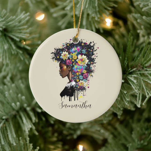 Adorno De Cerámica Afroamericana con flores (Árbol)