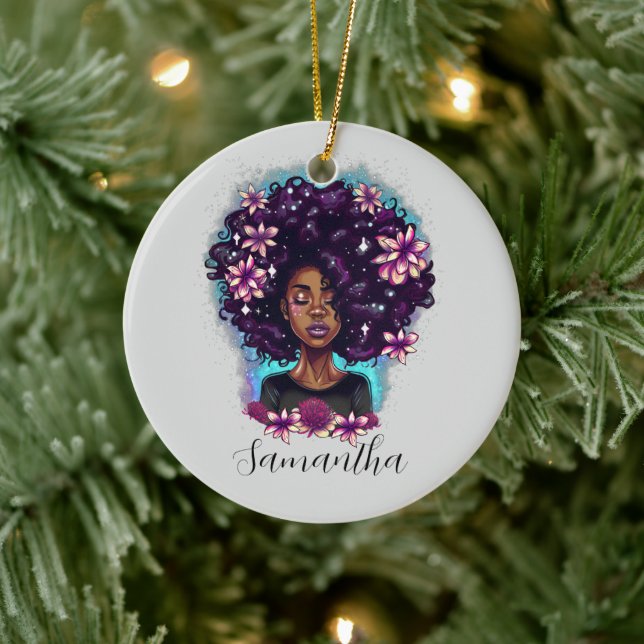 Adorno De Cerámica Afromujer floral esparkling (Árbol)
