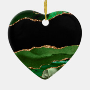 Adorno De Cerámica Ágata Contemporánea Marmolada Verde Esmeralda