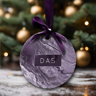 Adorno De Cerámica Agato morado cristalizado   Monograma de Mármol Mo