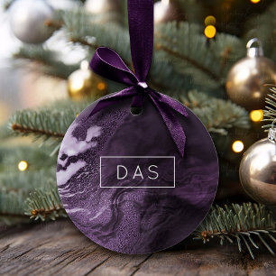 Adorno De Cerámica Agato morado cristalizado Monograma de Mármol Mo