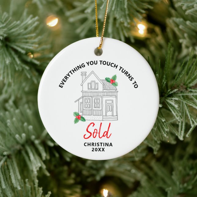 Adorno De Cerámica Agente Inmobiliario Personalizado Realty Home Brok (Árbol)