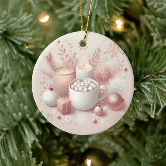 Adorno De Cerámica Agradable Holiday Soft Pastel Rubor Pink (Árbol)