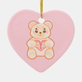 Adorno De Cerámica Agradable Oso El día de San Valentín Con Corazón R