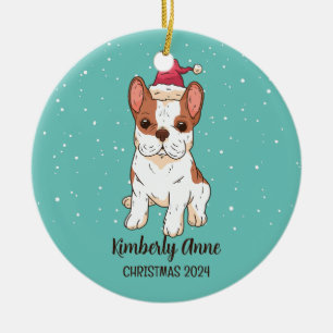 Adorno De Cerámica Agradables Navidades de Bulldog franceses en vacac