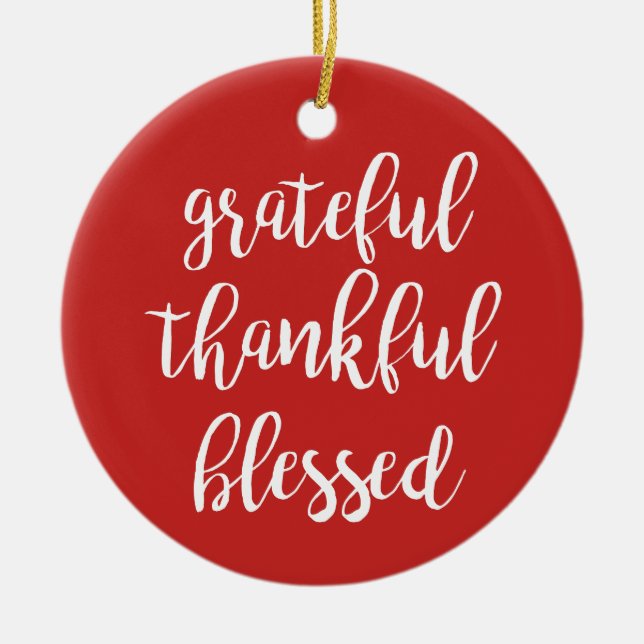 ADORNO DE CERÁMICA AGRADECIDO, AGRADECIDO, BENDECIDO (Frente)