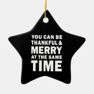 Adorno De Cerámica Agradecido y Alegre Navidad Moderna Estrella Negra
