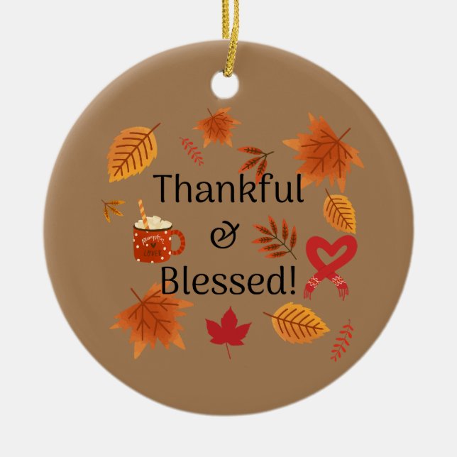 Adorno De Cerámica ¡Agradecidos y bendecidos! (Frente)