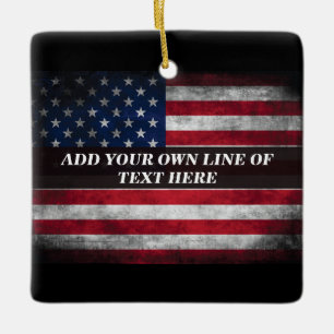Adorno De Cerámica Agrega tu texto en la bandera americana