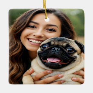 Adorno De Cerámica Agregar foto de pug personalizar