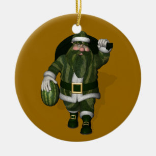 Adorno De Cerámica Agricultor de sandía Santa Claus