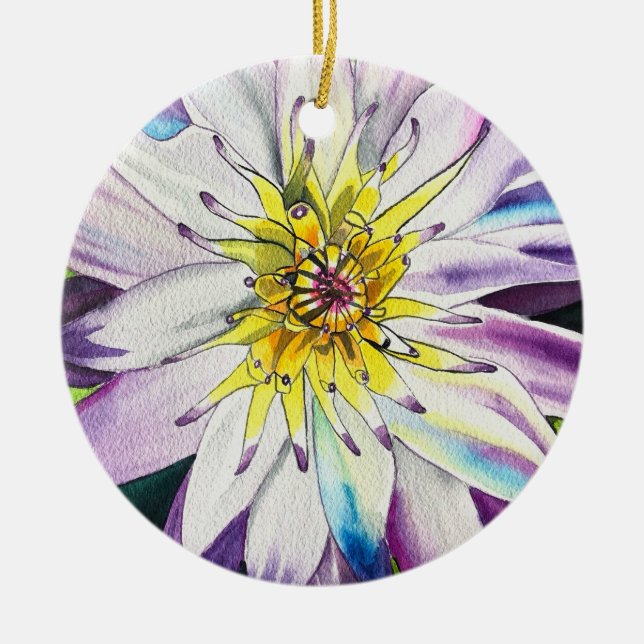 Adorno De Cerámica Agua acuática lirios arte fino (Frente)