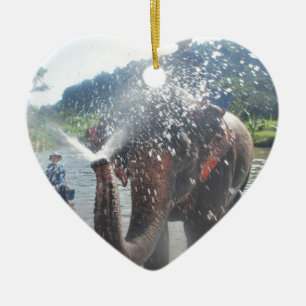 Adorno De Cerámica Agua de rociadura del elefante