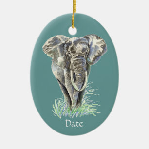 Adorno De Cerámica Agua Elefante Africano Arte Natural Animal
