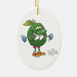 Adorno De Cerámica Aguacate del levantamiento de pesas, en una