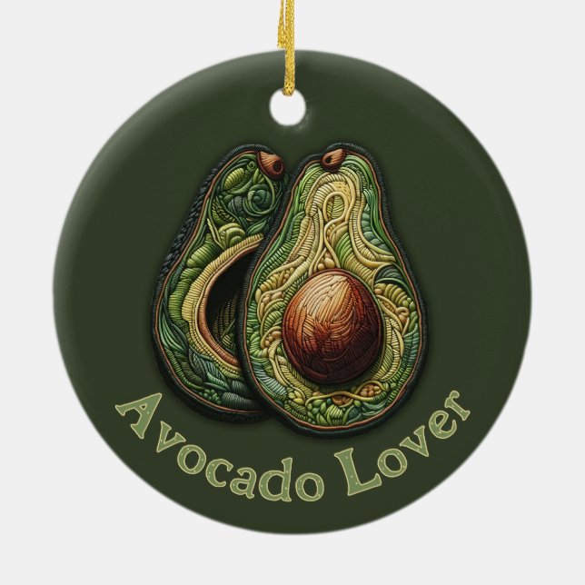 Adorno De Cerámica Aguacate Lover Faux Embroidery (Atrás)