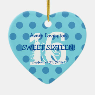 Adorno De Cerámica AGUAMARINA y AZUL del cumpleaños V06 del dulce 16