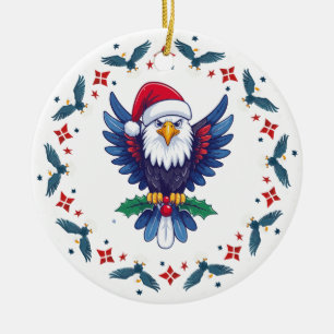 Adorno De Cerámica Águila audaz navideña patriótica americana
