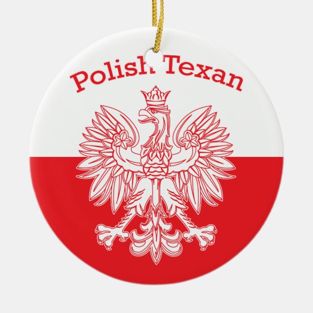 Adorno De Cerámica Águila blanca texana polaca (Frente)
